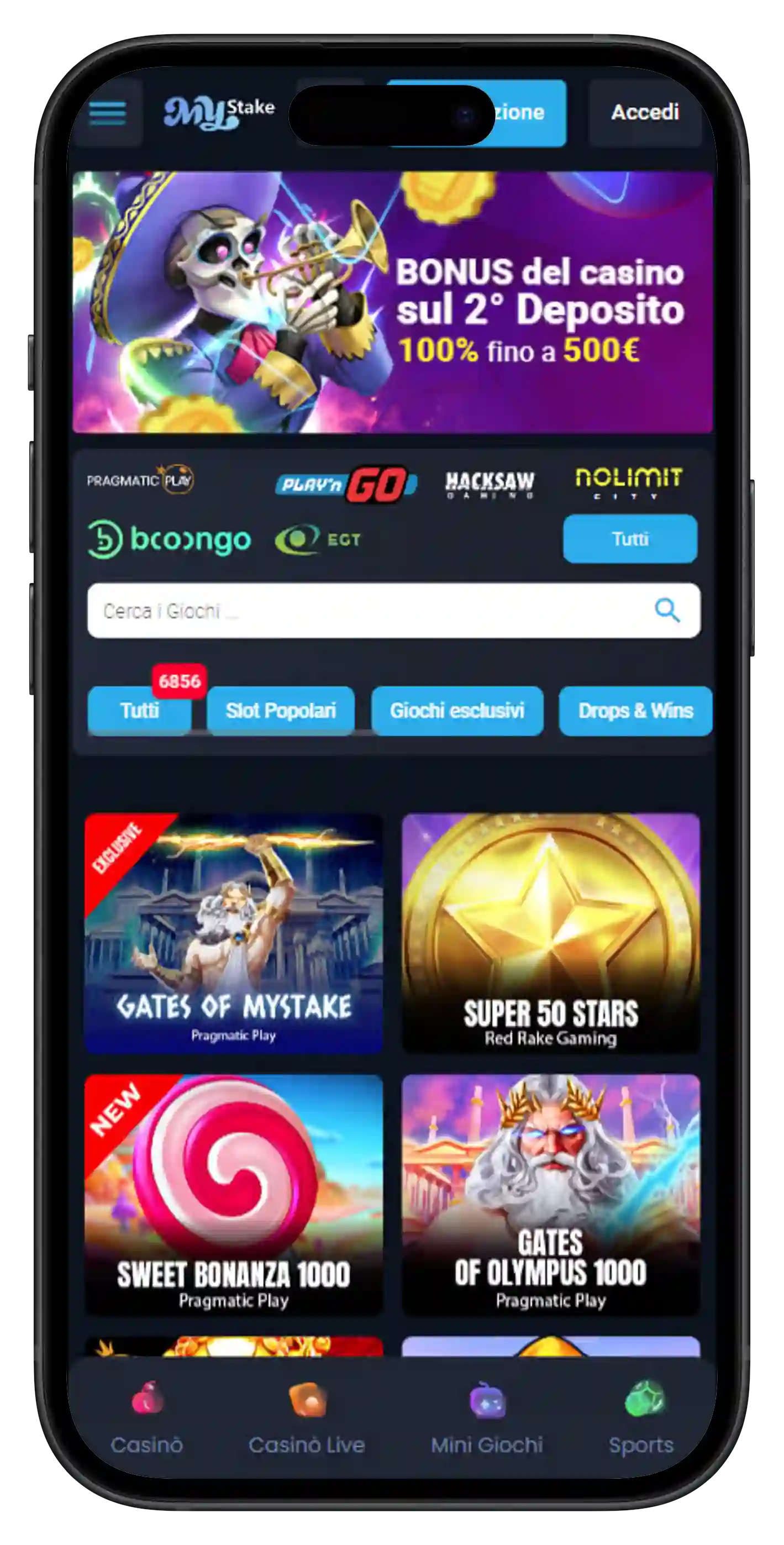 Versione mobile di MyStake Casino Versione mobile di MyStake Casino