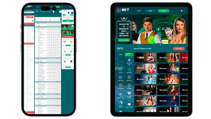 22Bet live casino con giochi e croupier dal vivo