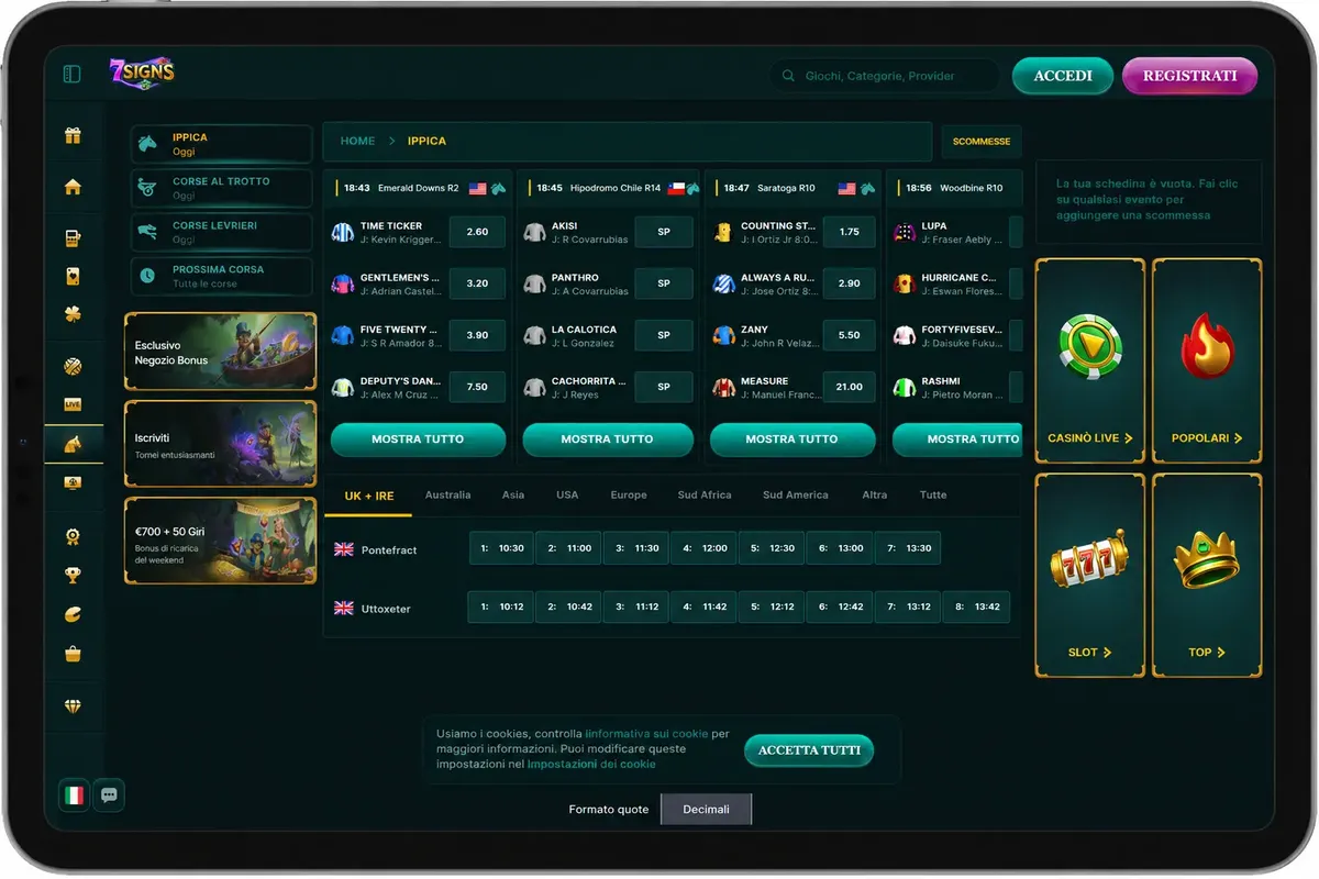 Recensione 7Signs Casino con bonus e giochi online disponibili