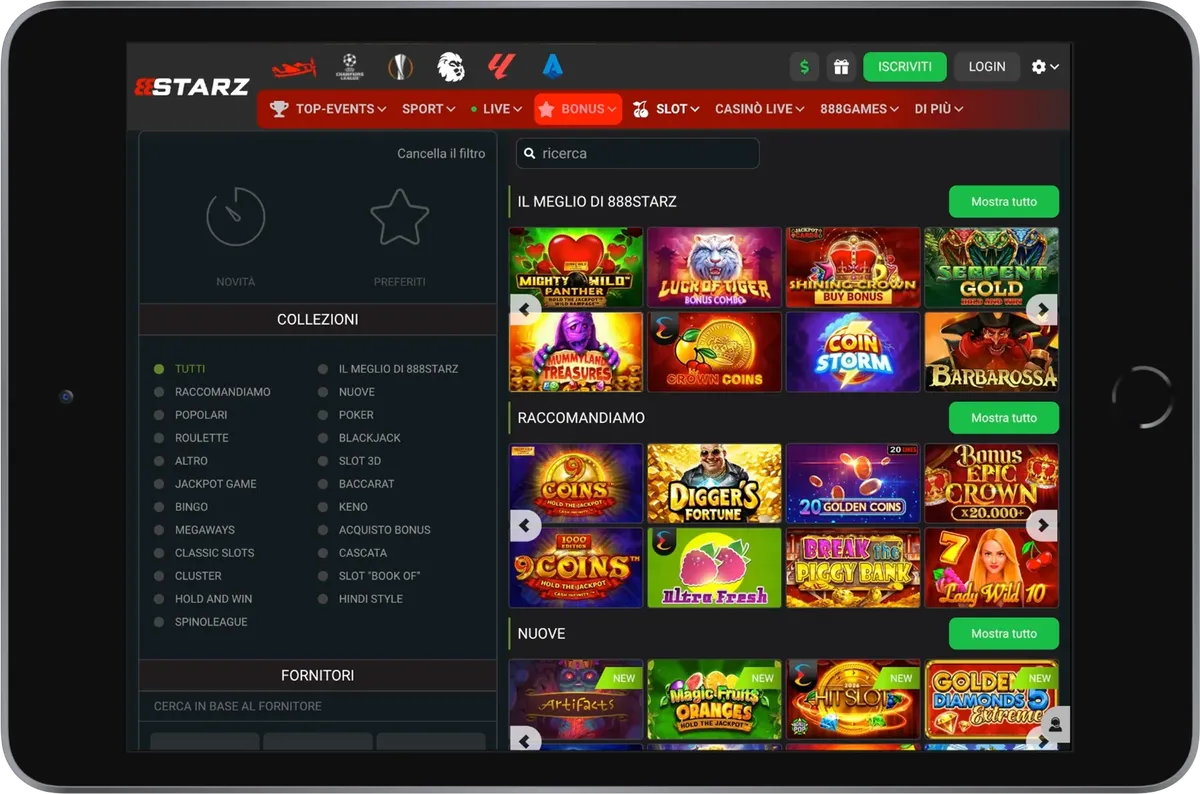 888Starz mobile casino con e giochi ottimizzati