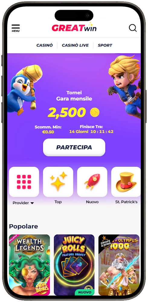 Versione mobile di Greatwin Casino Versione mobile di Greatwin Casino