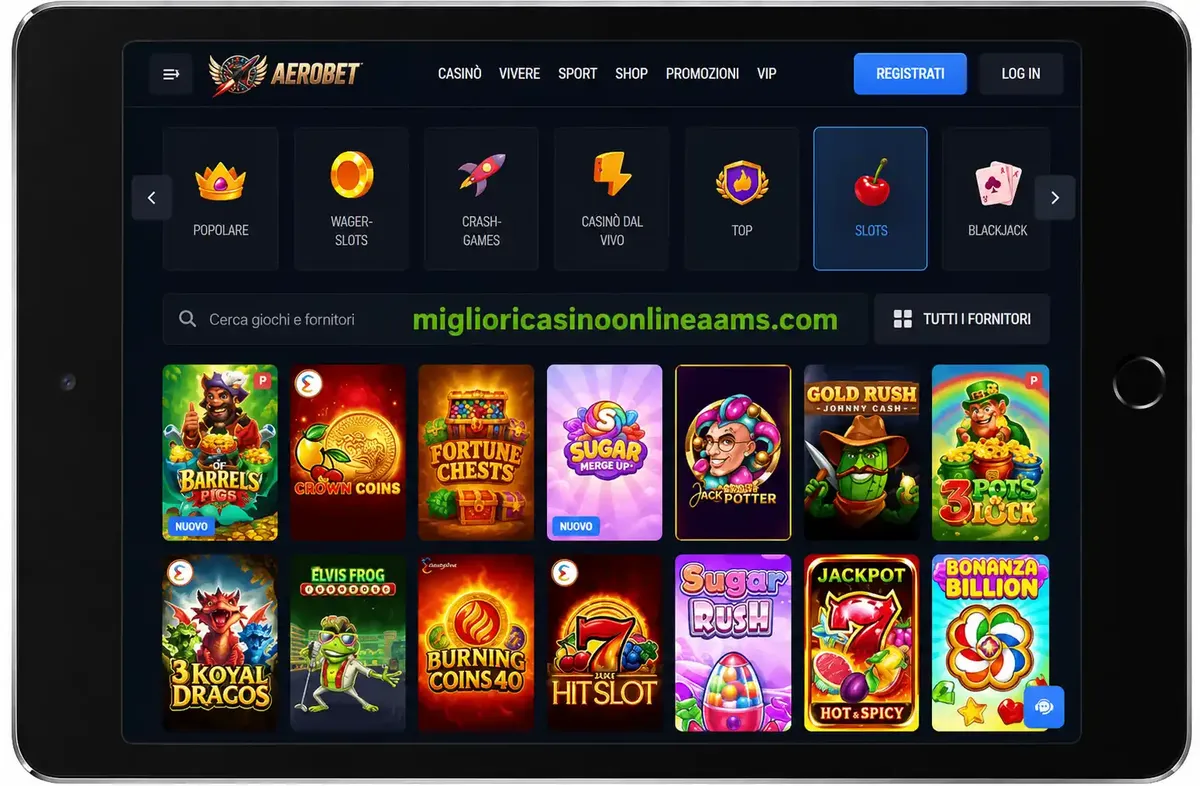 Giochi AeroBet Casino con slot online e live casino