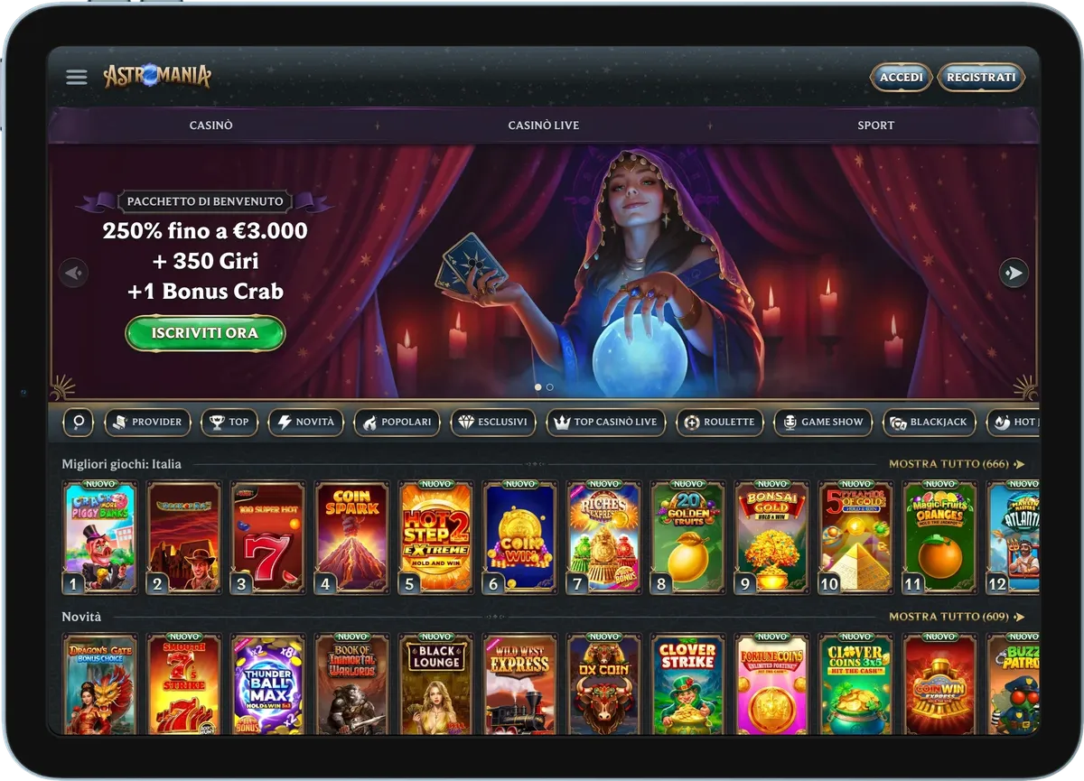 Recensione Astromania Casino con bonus e giochi disponibili online
