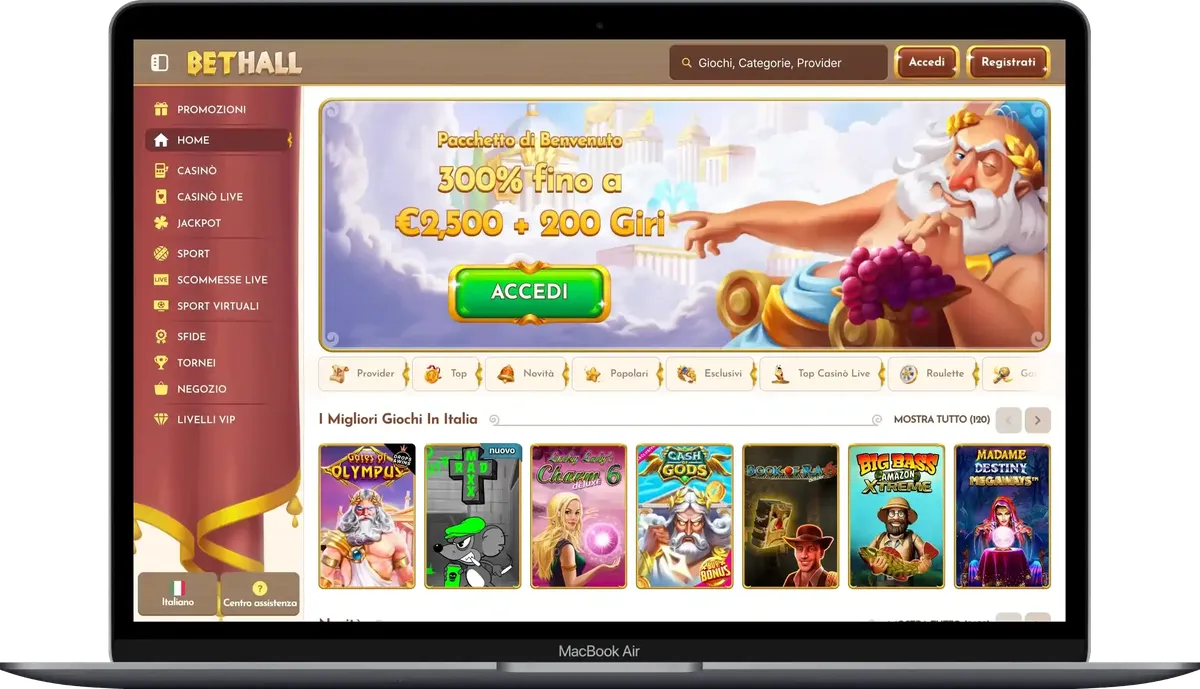 Bethall Casino non AAMS con bonus e giochi online disponibili
