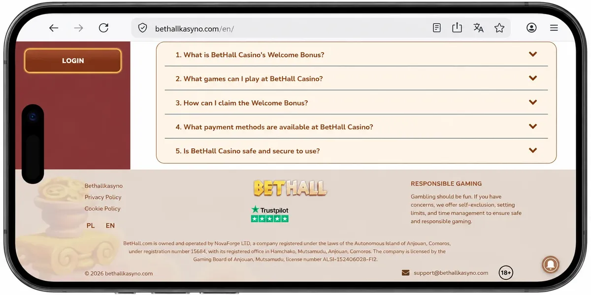 Bethall Casino licenza e dettagli sulla regolamentazione online