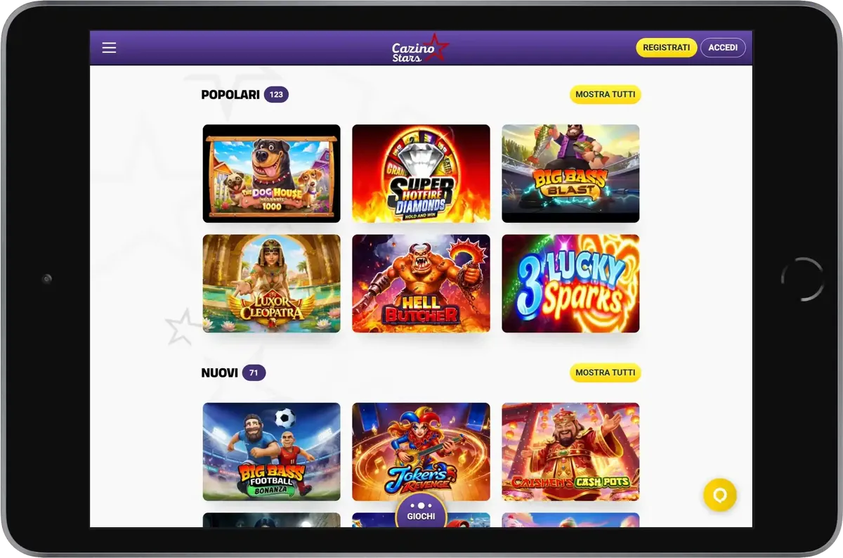 CazinoStars Casino giochi con slots online, Live Casino e giochi da tavolo