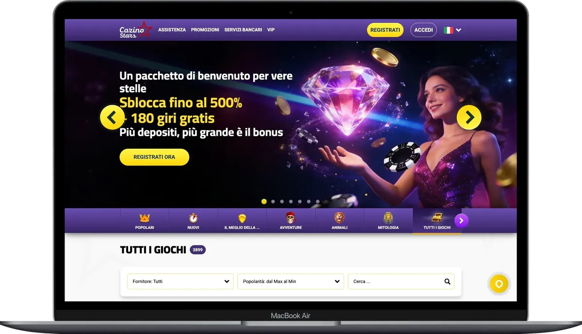 Recensione CazinoStars Casino con bonus e giochi online