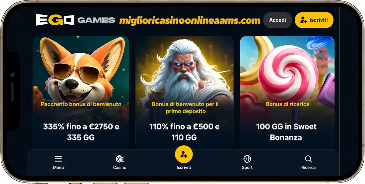 Casino EgoGames bonus con offerte e promozioni disponibili