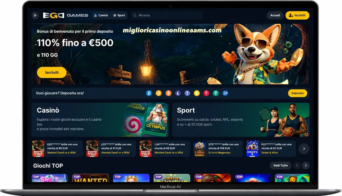 EgoGames Casino recensione con bonus e giochi disponibili online