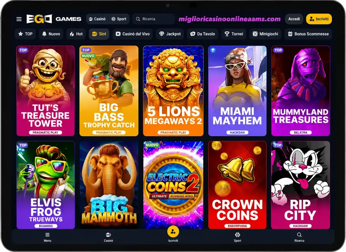 EgoGames Casino slots con giochi online e provider affidabili