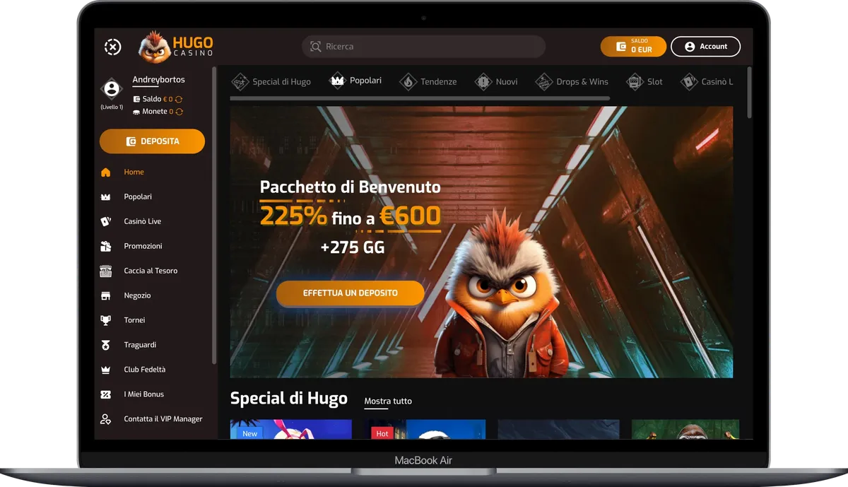Hugo Casino recensione con bonus e giochi disponibili
