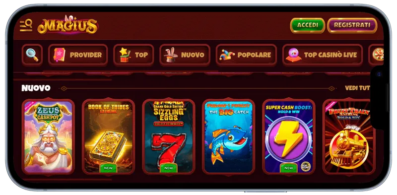 Magius Casino su cellulare Casinò Magius mobile