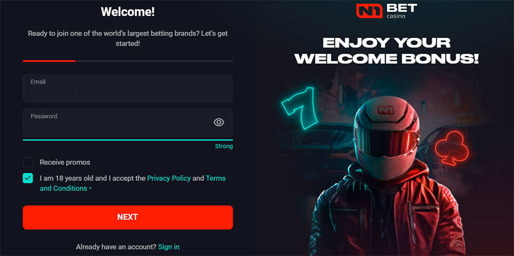 Registrazione del casinò N1 Bet N1 Bet Casino Registrazione