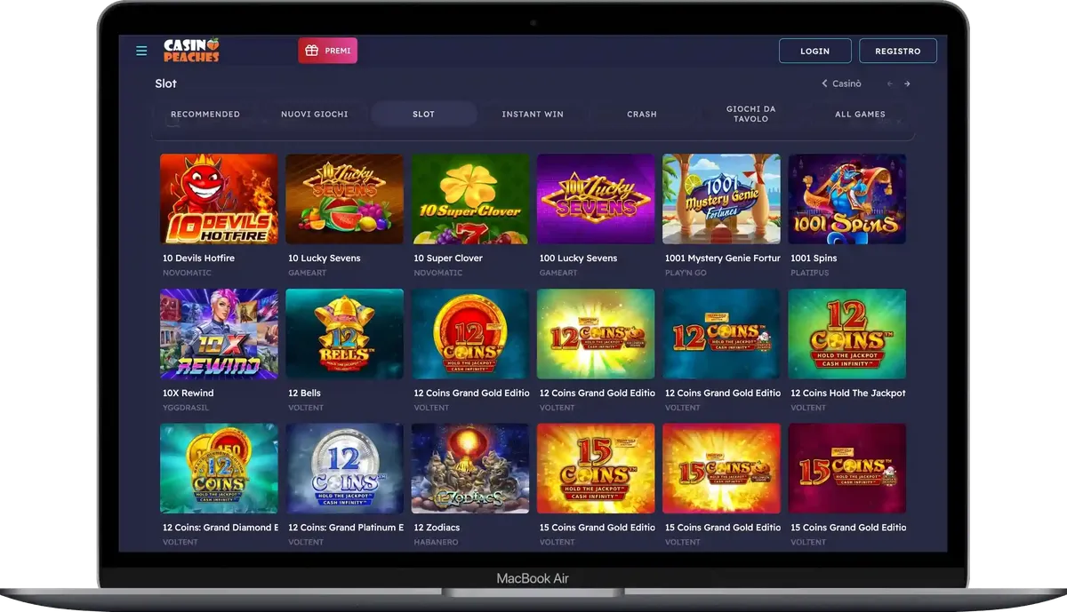 Slot Peaches Casino con giochi online e provider disponibili