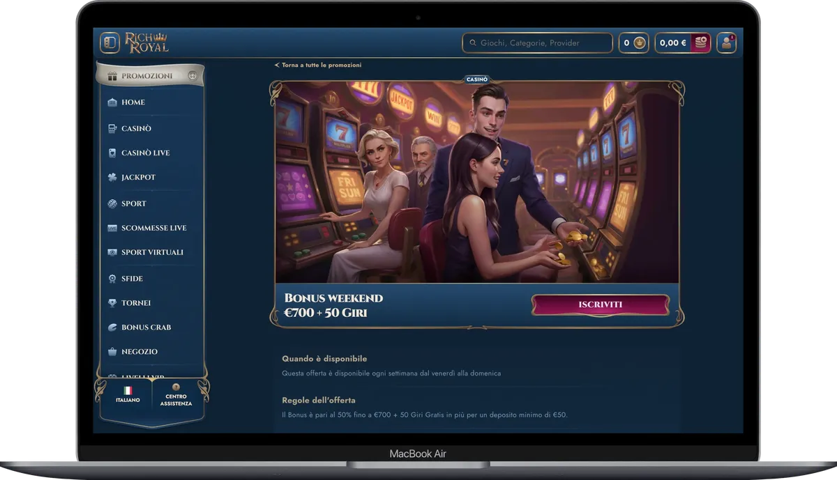 RichRoyal casino bonus sul deposito con giri gratis per nuovi giocatori