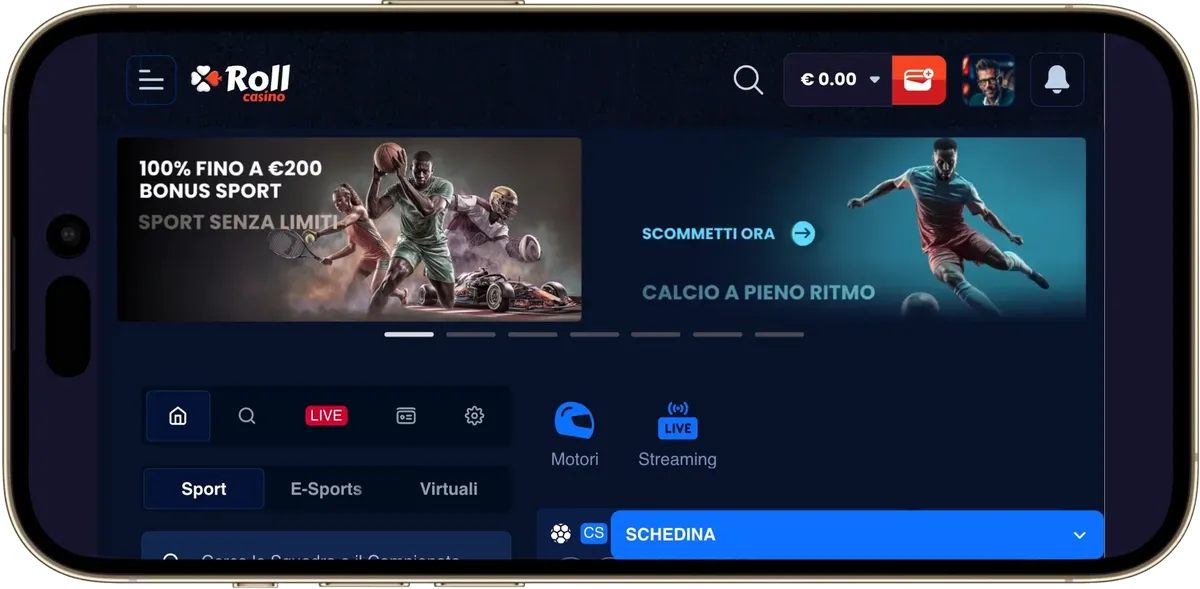 Scommesse sportive Roll Casino con quote e mercati online