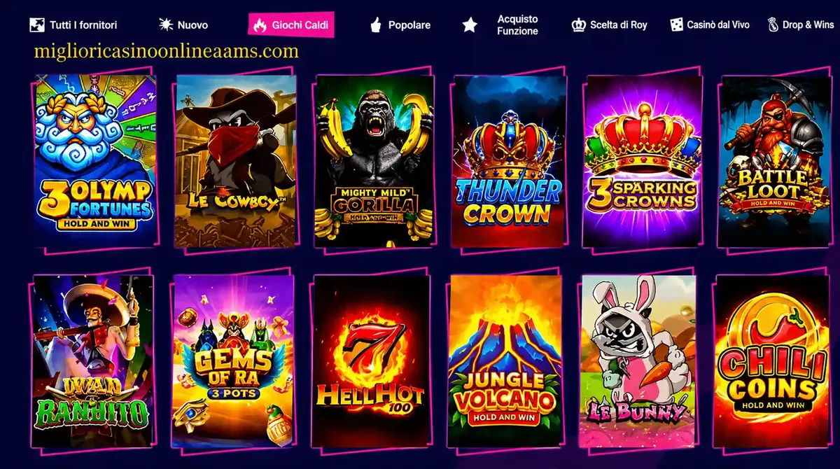 Royspins Casino slot con giochi online e provider affidabili