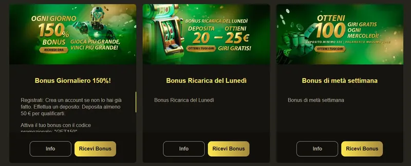 Bonus disponibili sul sito RX casino online