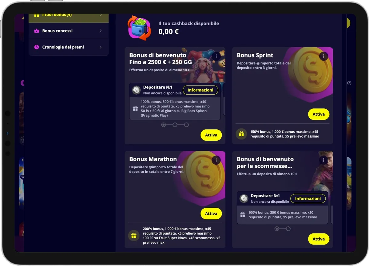 Slotoro Casino bonus e offerte disponibili per il gioco online