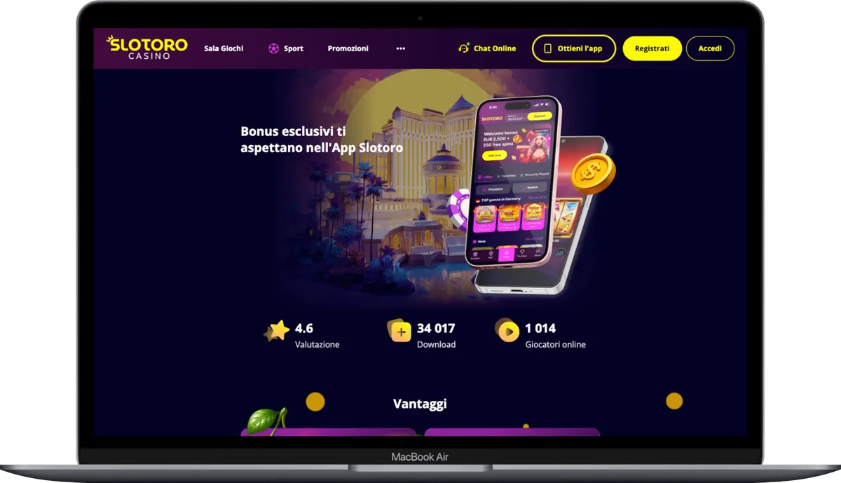 Slotoro Casino mobile app con giochi e bonus per dispositivi mobili