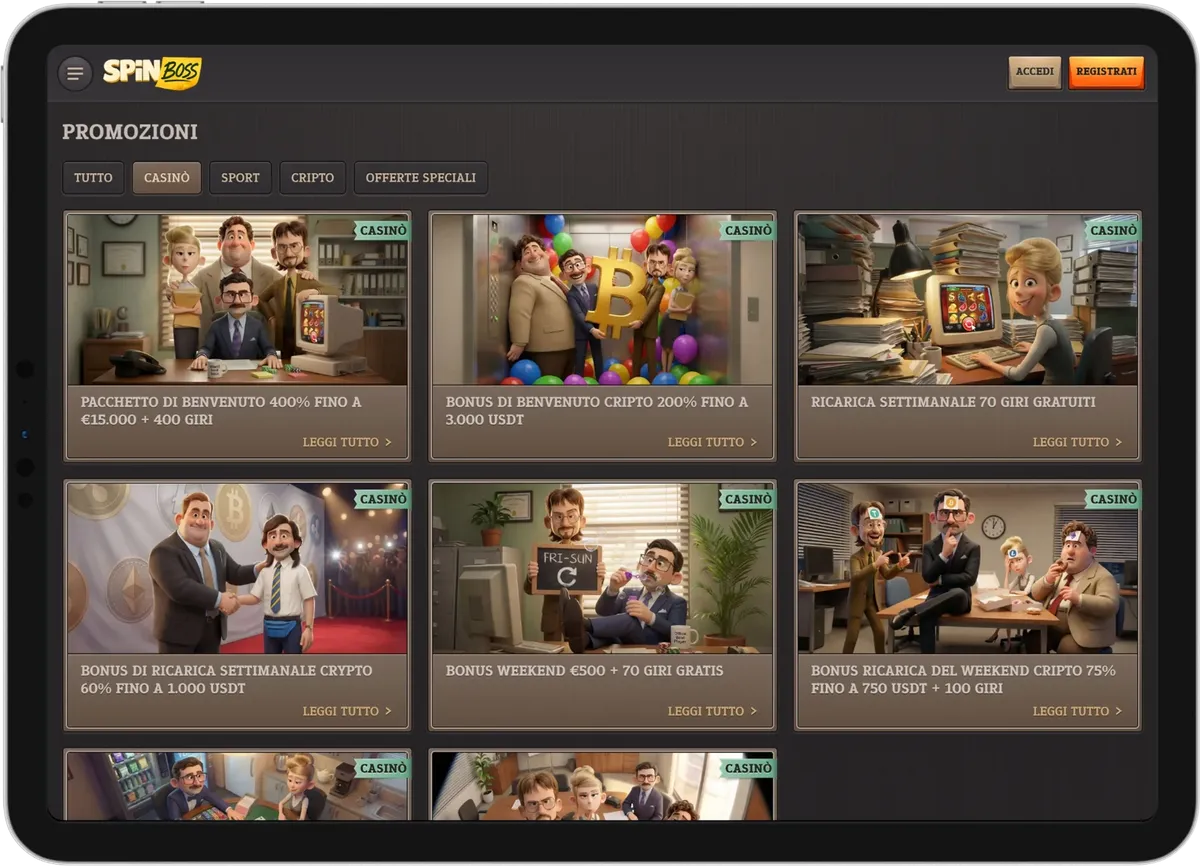 Spinboss Casino bonus con offerte e free spin disponibili