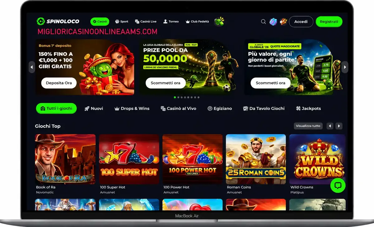 Recensione Spinoloco Casino con bonus e giochi disponibili online