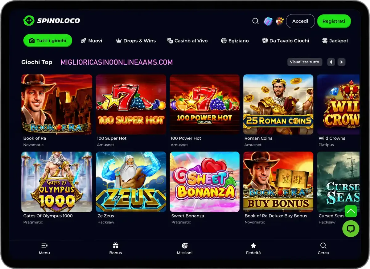 Spinoloco slot online con giochi popolari e provider disponibili