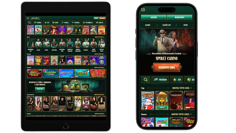 Versione mobile del sito SpyBet Online casino